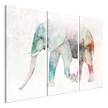 Afbeelding Painted Elephant (3-delig) verwerkt hout & linnen - meerdere kleuren - 90 x 60 cm