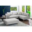 Ecksofa Meyford Microfaser Enza: Platin - Ottomane davorstehend rechts - Mit Hocker