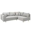 Ecksofa Meyford Microfaser Enza: Platin - Ottomane davorstehend rechts - Mit Hocker