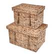 Korb mit Deckel RUSH ROPE III Wasserhyazinthe / Metall - Natur - 43 x 27 cm