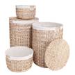 Wäschekorb mit Wäschesack HONEY COMB Baumwolle / Eisen / Wasserhyazinthe - Natur / Creme - Durchmesser: 33 cm