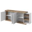 Dressoir Shipley II hoogglans wit/eikenhouten look - Breedte: 220 cm