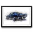 Ingelijste afbeelding Pure Mustang sparrenhout/acrylglas - blauw/zwart