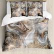 Parure de lit Marbre Microfibre / Polyester - Sable / Gris clair - 200 x 200 cm + 2 oreillers 80 x 80 cm