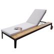 Gartenliege Flyn mit Auflage und Ablage Braun - Holz teilmassiv - Metall - Kunststoff - 80 x 32 x 200 cm