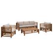 Set mobili da esterno Estela II (4) Poliestere / Legno massello di acacia - Grigio / Marrone