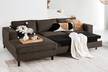 Ecksofa FORT DODGE Webstoff Maila: Graubraun - Longchair davorstehend links - Mit Schlaffunktion