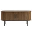 Mobile basso Maqueda MDF / Impiallacciatura in vero legno  / Acciaio - Effetto quercia scura - Effetto quercia scuro