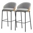Chaises de bar Onelly - Lot de 2 Tissu / Placage de frêne et acier - Gris / Frêne et noir