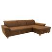 Canapé d’angle Charlo Aspect cuir vieilli - Microfibre Medea: Marron foncé - Méridienne courte à droite (vue de face) - Avec fonction couchage