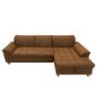 Canapé d’angle Charlo Aspect cuir vieilli - Microfibre Medea: Marron foncé - Méridienne courte à droite (vue de face) - Avec fonction couchage