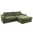 Ecksofa Dixwell mit Longchair Cordstoff Lizza: Olive - Longchair davorstehend rechts