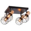 Plafondlamp Lanka 4 lichtbronnen verwerkt hout/aluminium - zwart