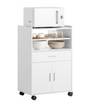 Desserte micro-onde à roulettes FSB09-W Blanc - Bois manufacturé - 59 x 92 x 40 cm