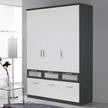 Armoire à portes battantes Bochum-Extra Blanc alpin / Gris métallisé - 136 cm - 3 portes