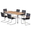 Table & chaises jardin TEAK DELUXE 7 Teck massif / Acier inoxydable