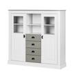 Buffet haut Neely Pin massif - Blanc / Gris