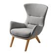 Fauteuil HEPBURN met houten pootjes geweven stof - Geweven stof Milan: Lichtgrijs - Donkere eikenhout