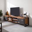Tv-meubel MANCHESTER 4 vakken midden massief acaciahout / metaal