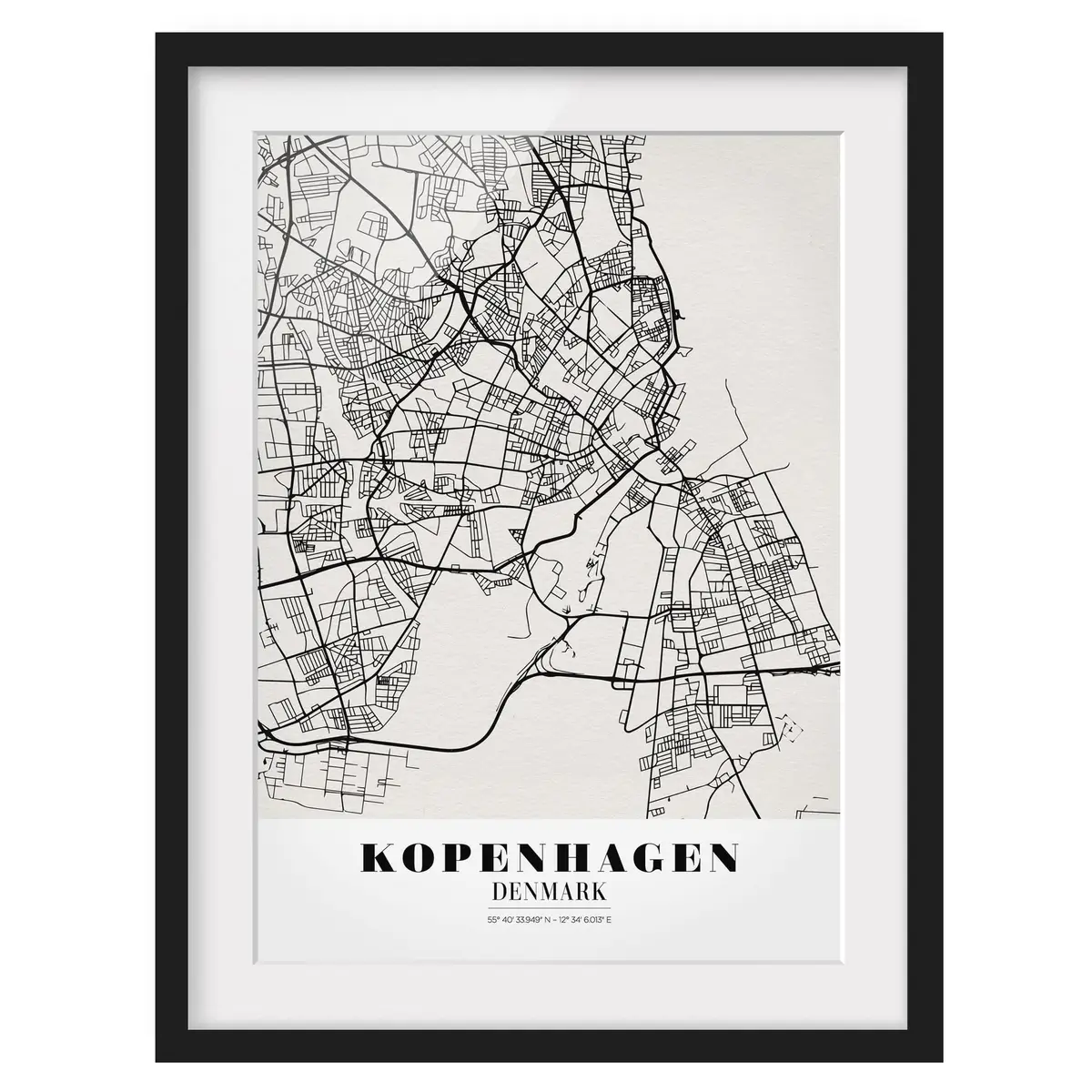 Bild Stadtplan Kopenhagen | Schwarz