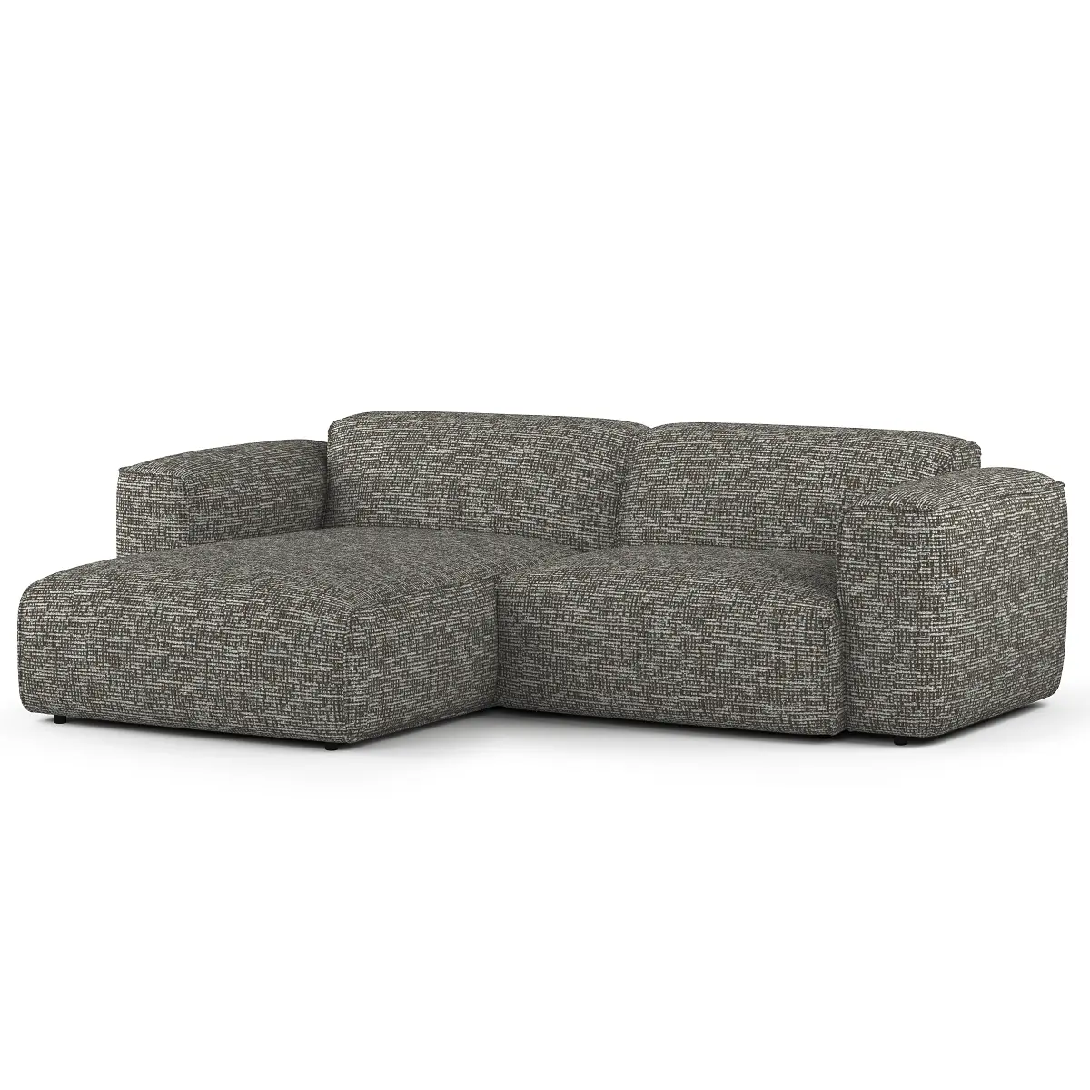 Ecksofa 1,5-Sitzer mit Longchair Grau/Grau Chenille Enne | Grau