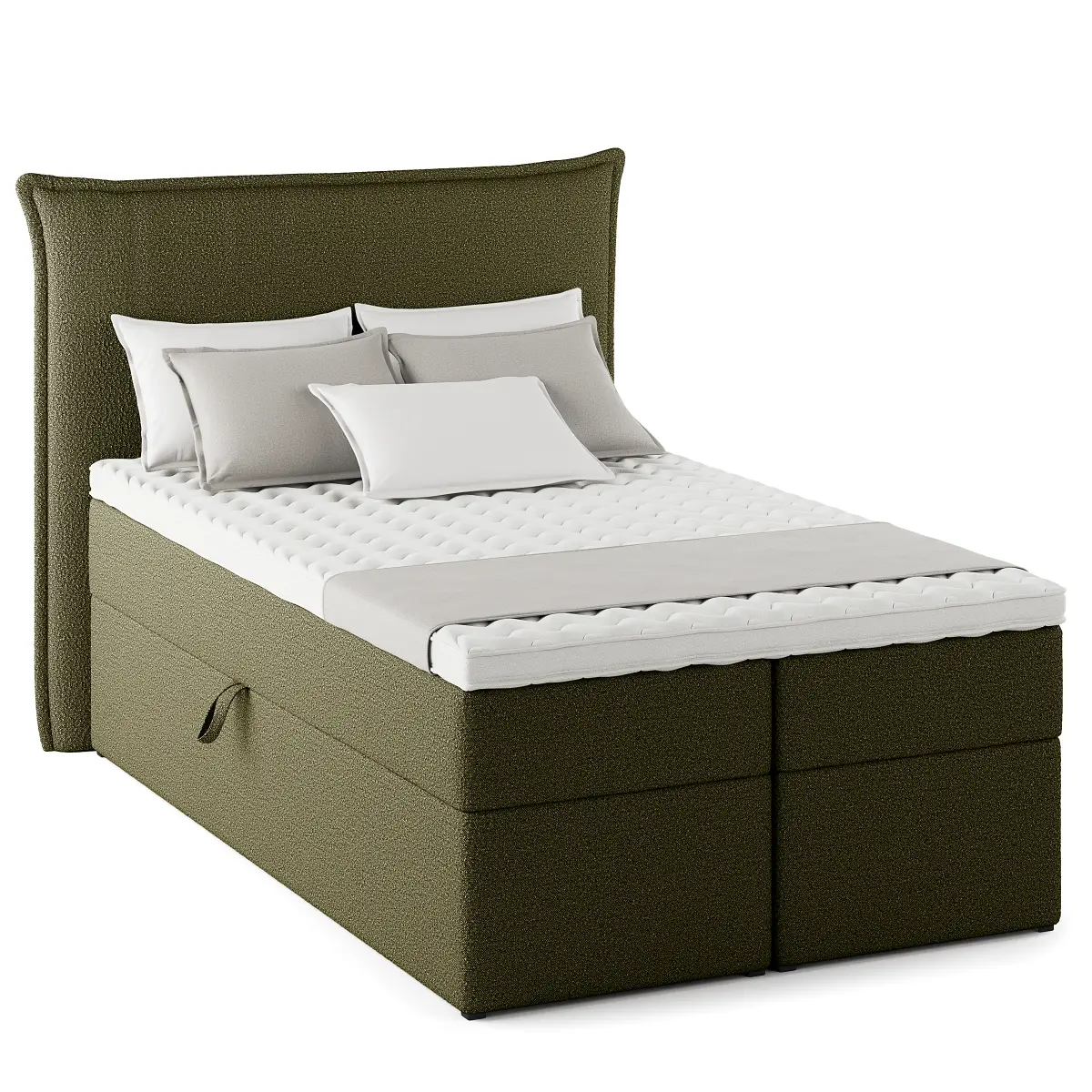 Mørteens Boxbett mit Stauraum 120 x 200cm Bouclé Stoff Leke | Grün