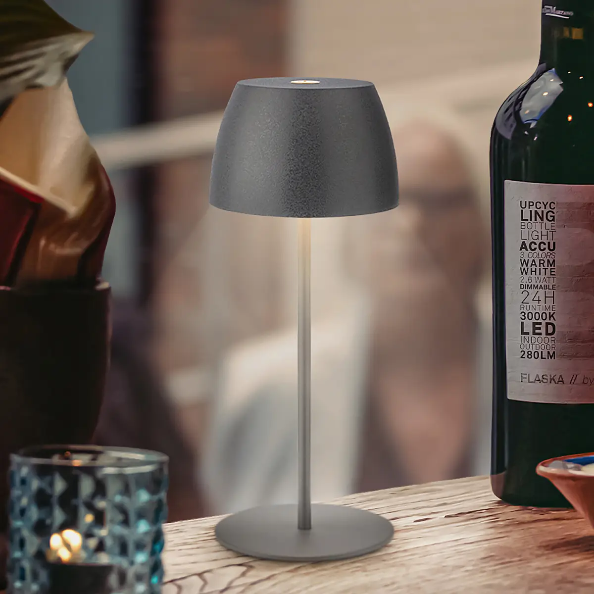 BRILO LED Akku Tischleuchte Serina Mini Typ A | Grau