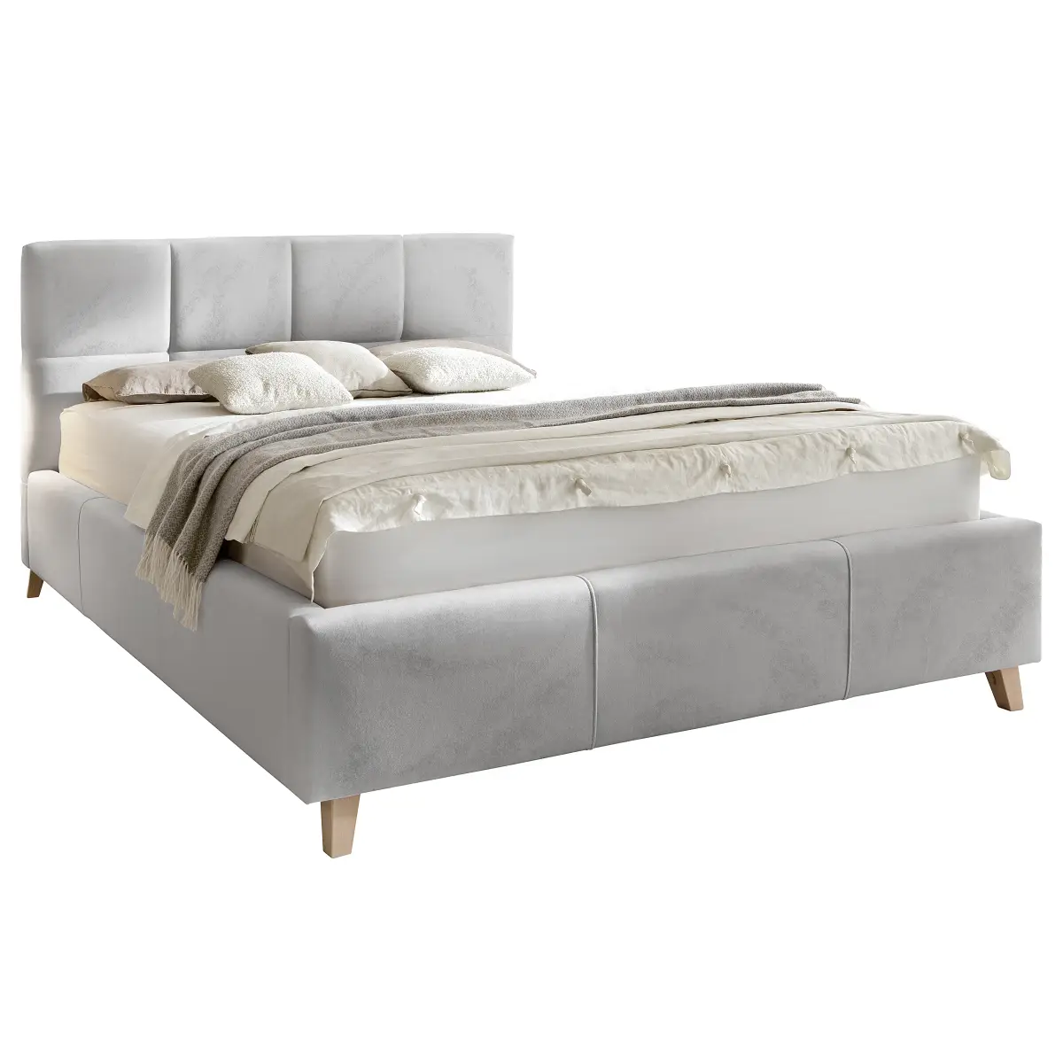 Polsterbett Cadwell 180 x 200cm Samt Fraya Grau/Silber/Grau