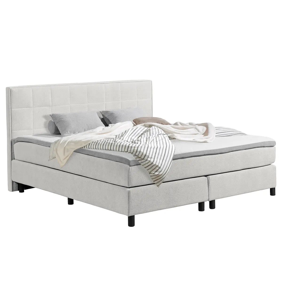 Boxbett Kalyango 180 x 200cm Strukturstoff Cully Grau | Grau
