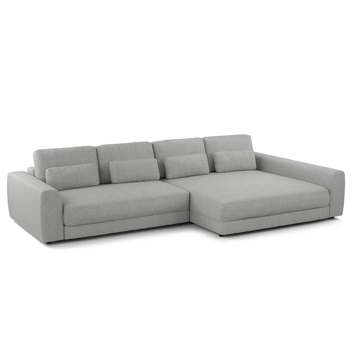 Ecksofa mit XXL-Longchair Grau/Hellgrau Webstoff Saia | Grau