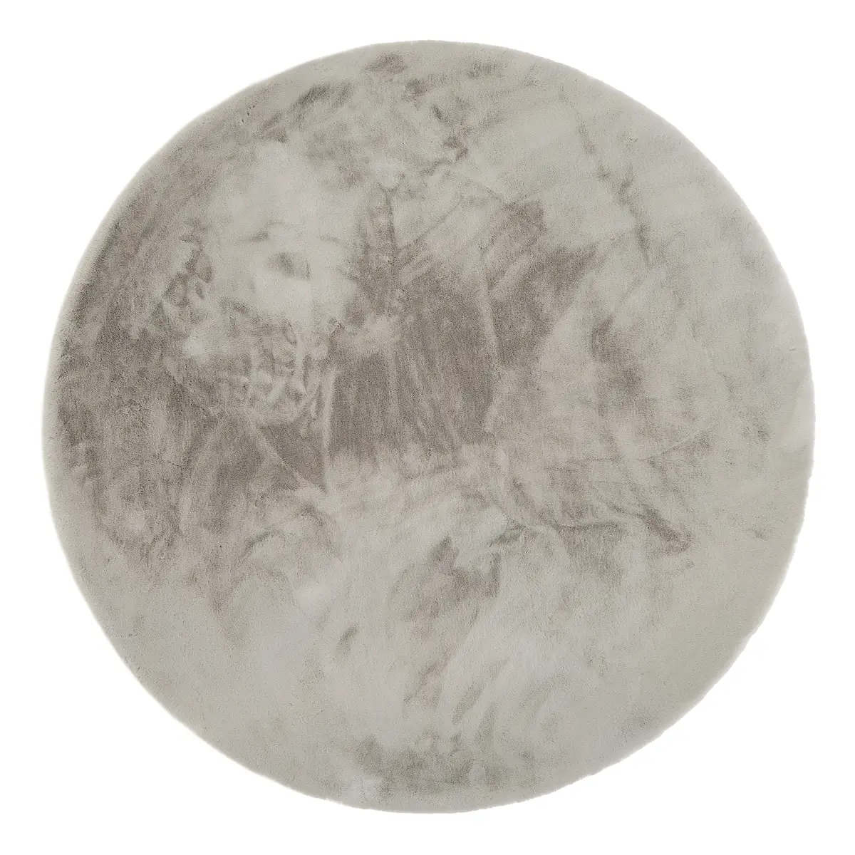 Fellteppich Lavabile Extra rund Grau/Grau Ø 80cm Kunstfell