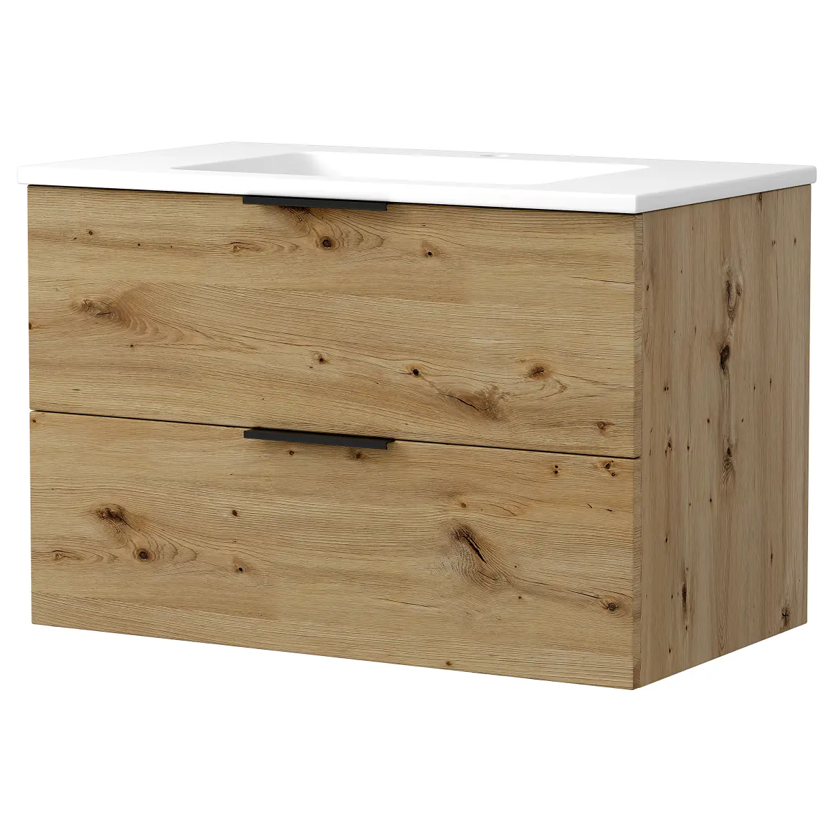 Waschtisch Becken Weiß 80 x 54 x 47cm Braun/Eiche Artisan Dekor
