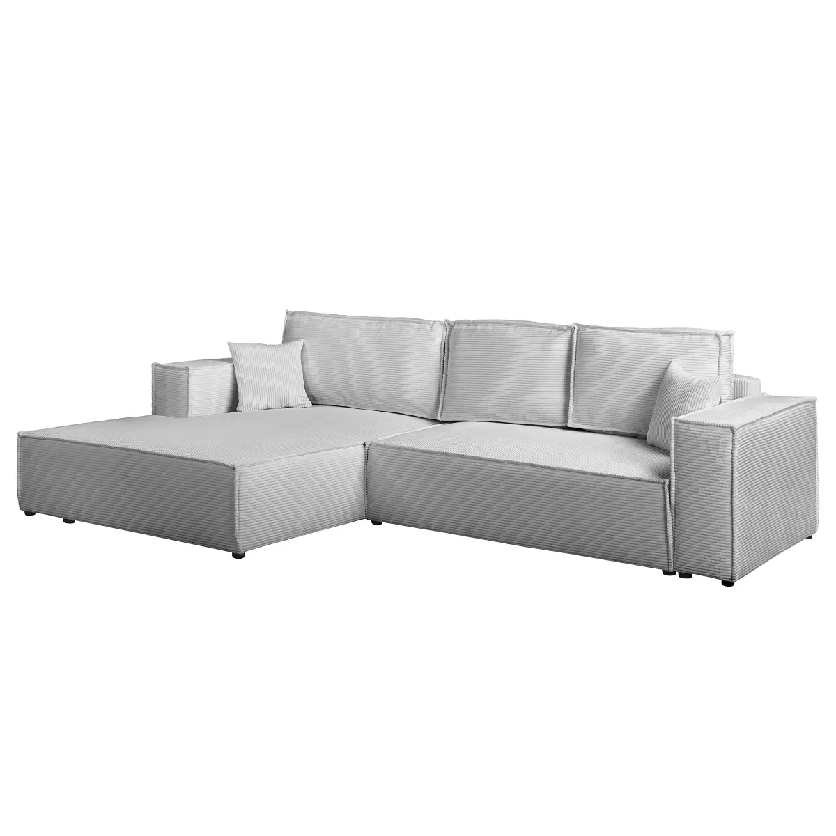 Ecksofa mit Schlaffunktion Grau Cordstoff Poppy | Grau