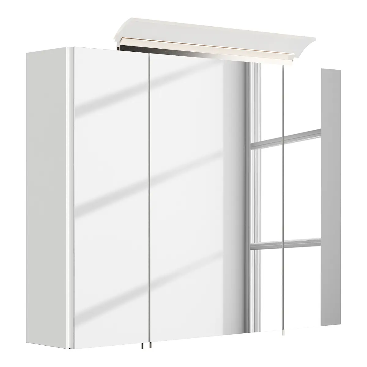 Spiegelschrank Acrylglaslampe 80cm Weiß/Hochglanz Weiß | Weiß