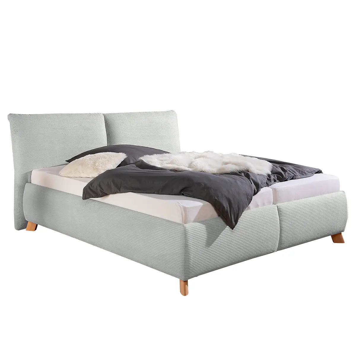 Polsterbett Vaddas mit Matratze 180 x 200cm Cordstoff Zuri Grau