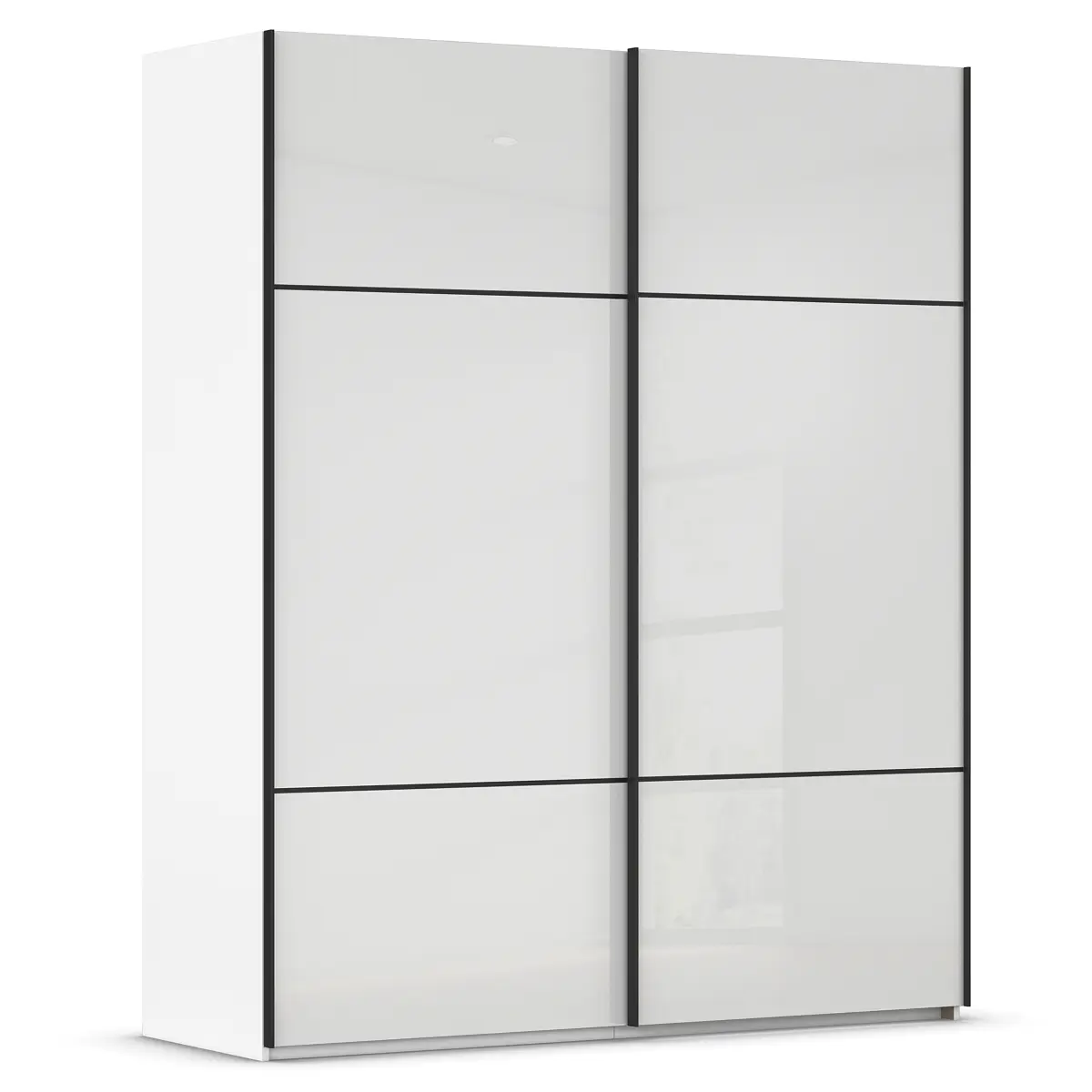 rauch Orange Schwebetürenschrank Covalo mit Glasfront 162cm Weiß/Weiß