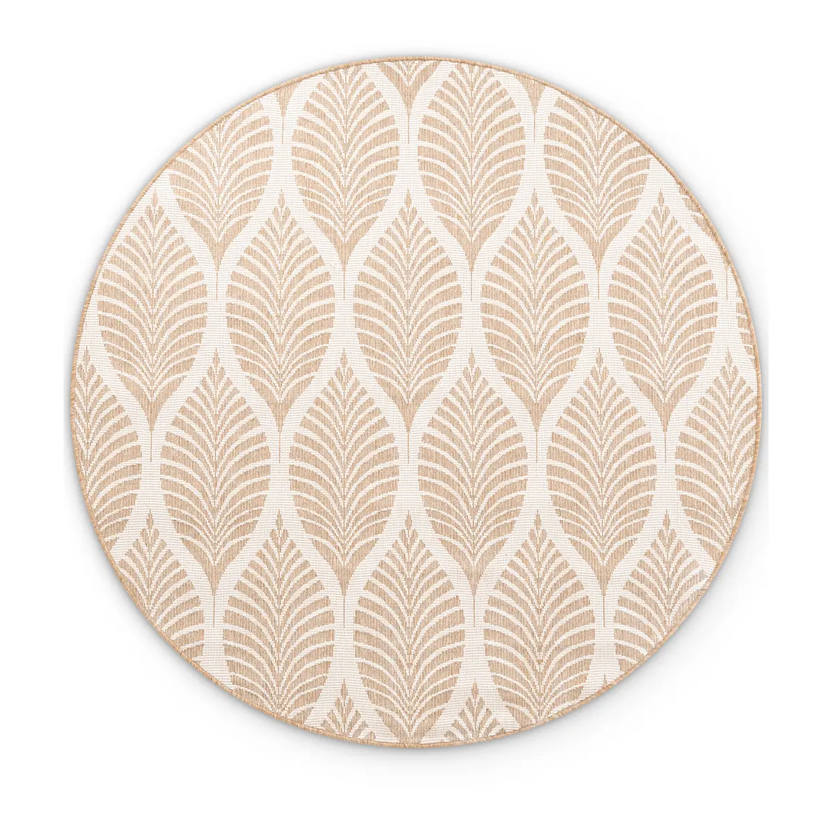 Outdoorteppich Duet Typ B rund Weiß/Beige/Beige/Weiß | Beige