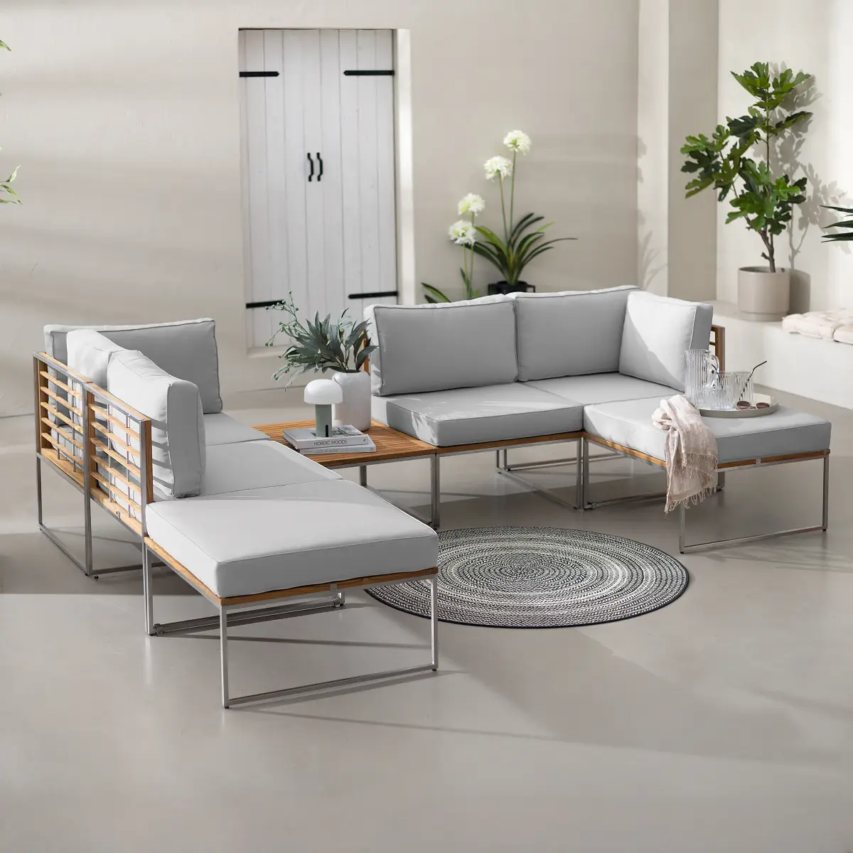 Loungeset 7-teilig Grau/Hellgrau | Grau