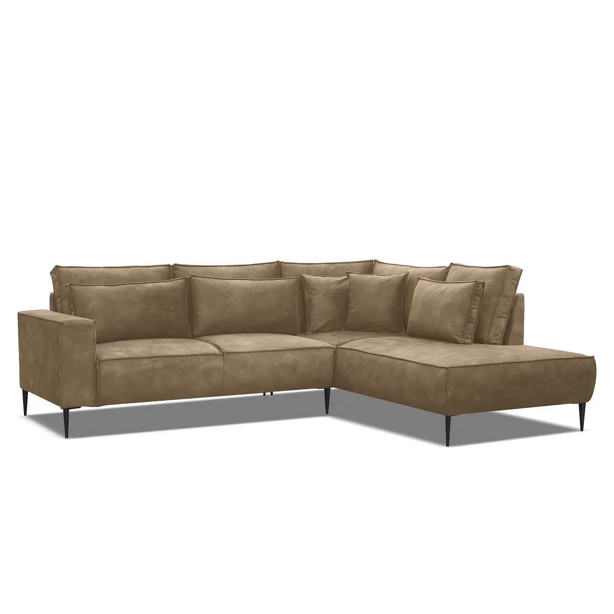 Fredriks Ecksofa mit Ottomane Beige Microfaser Priya | Beige