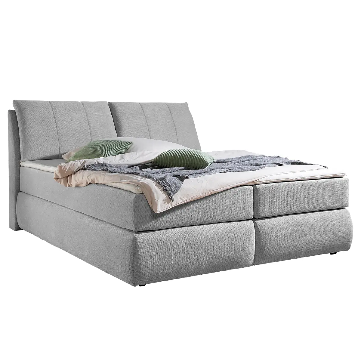 Red Living Boxspringbett Barrietas 200 x 200cm | Grau
