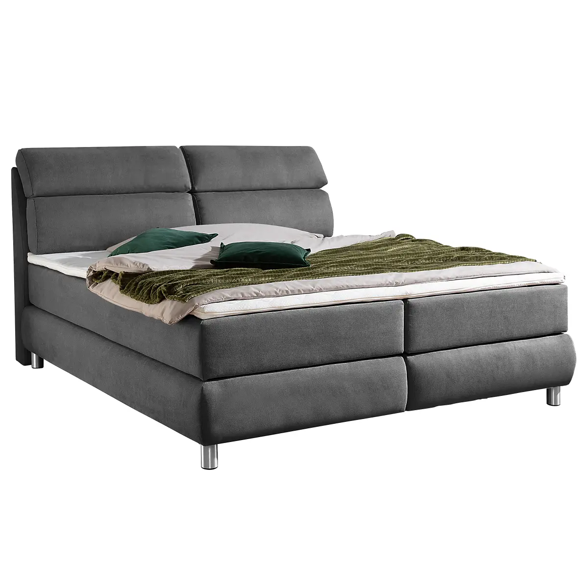 Red Living Boxspringbett Santotís 160 x 200cm Microfaser Enza Grau