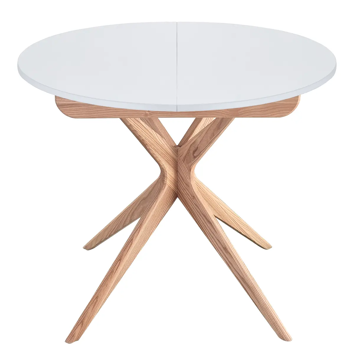 Ausziehbarer Esstisch Lynda Typ A Ø 90cm Weiß/Weiß | Weiß