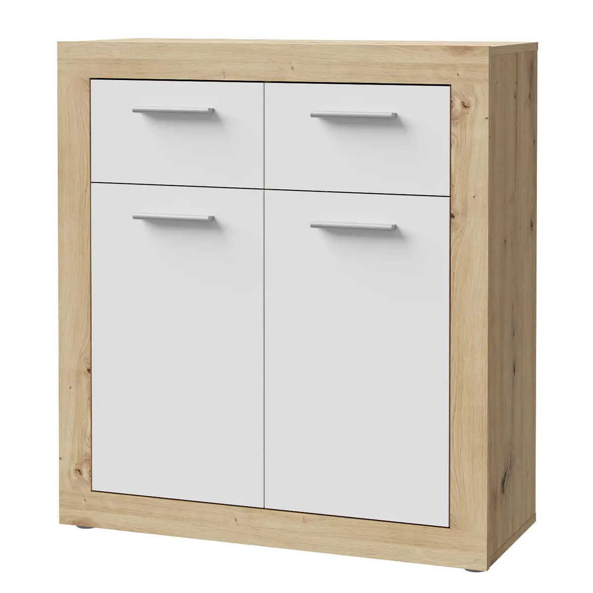 Kommode Ballito 83cm Weiß/Eiche Artisan Dekor | Holztöne