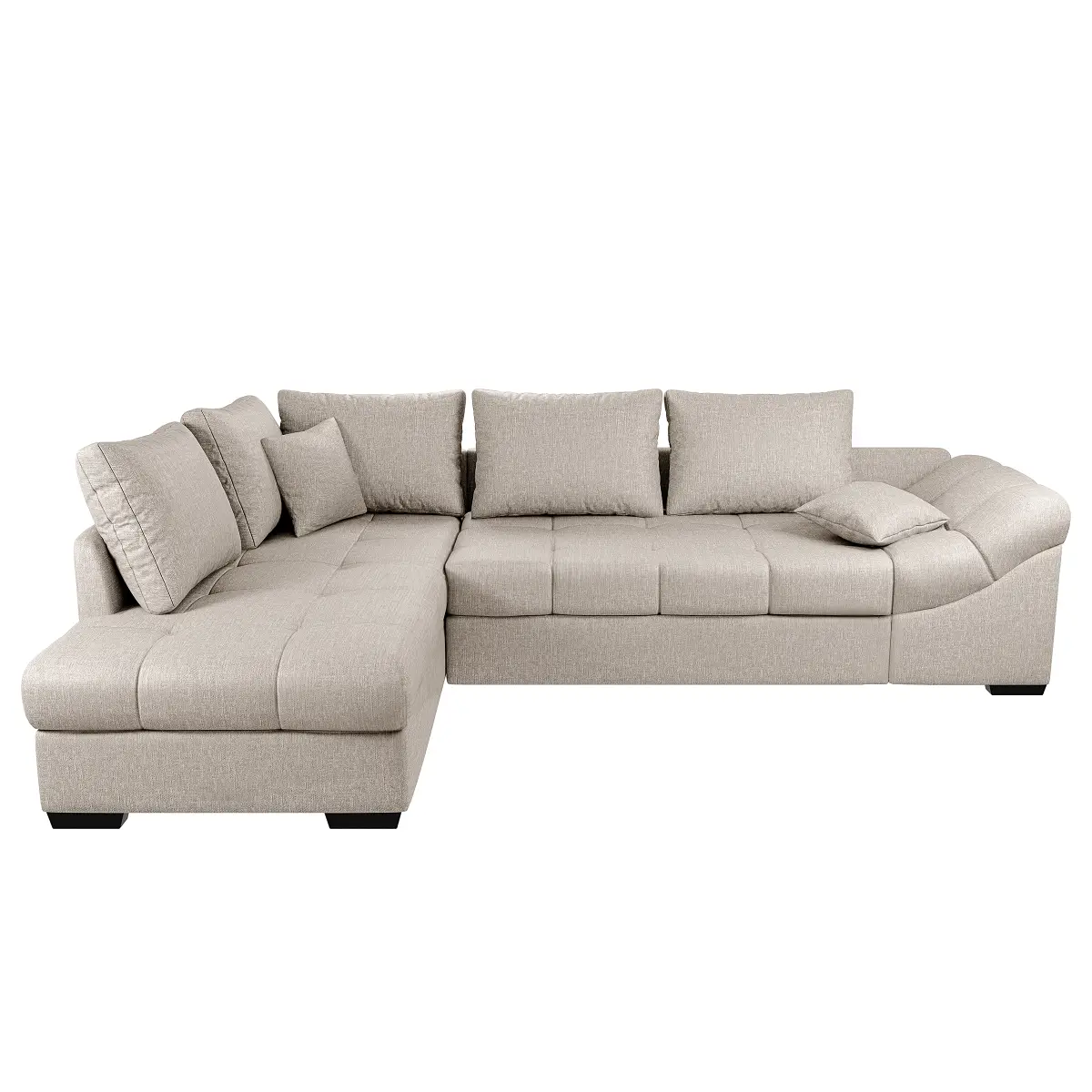 Fredriks Ecksofa mit Schlaffunktion Grau Strukturstoff Okka | Braun