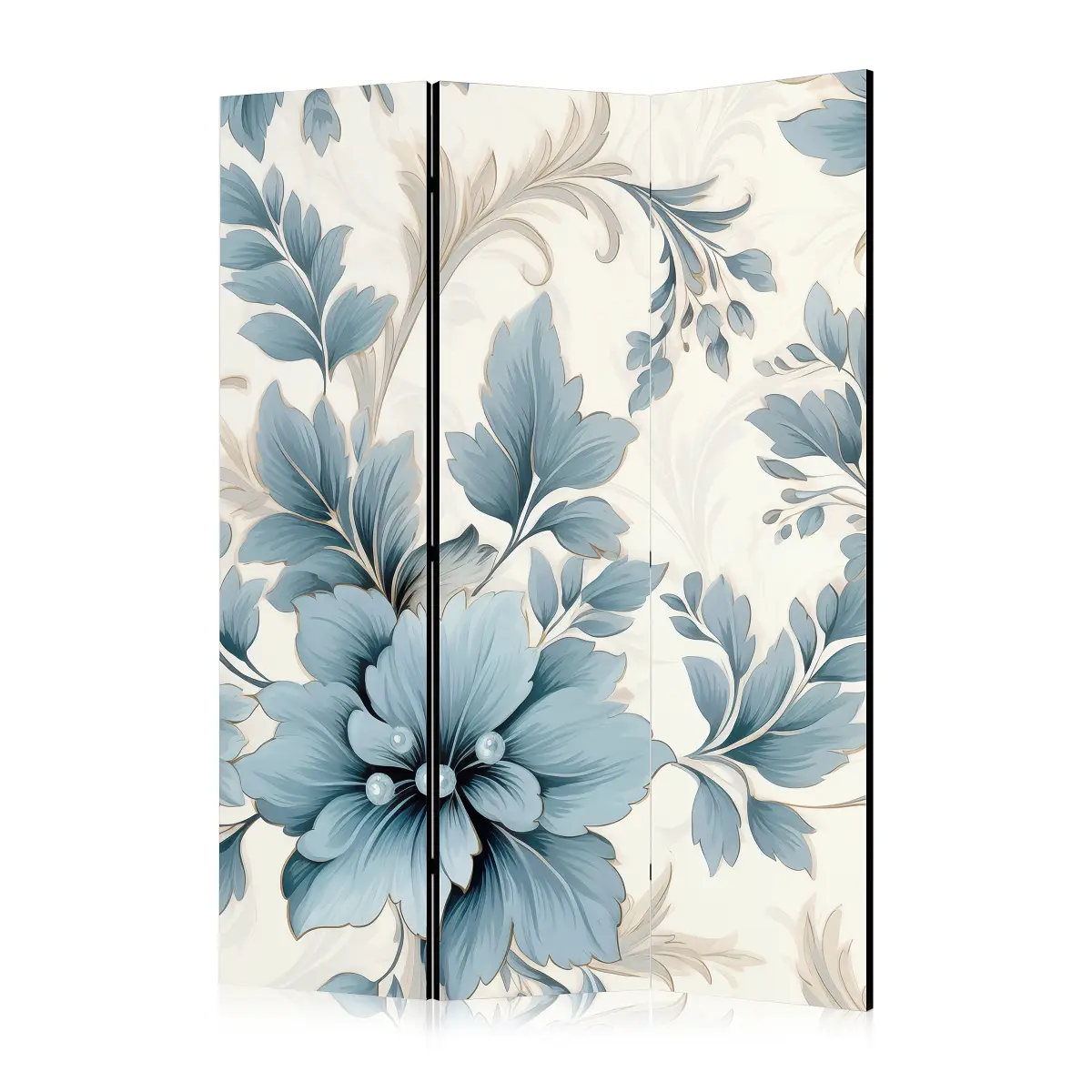 Paravent Turquoise Flowers 1-seitig Andere Grau | Grau