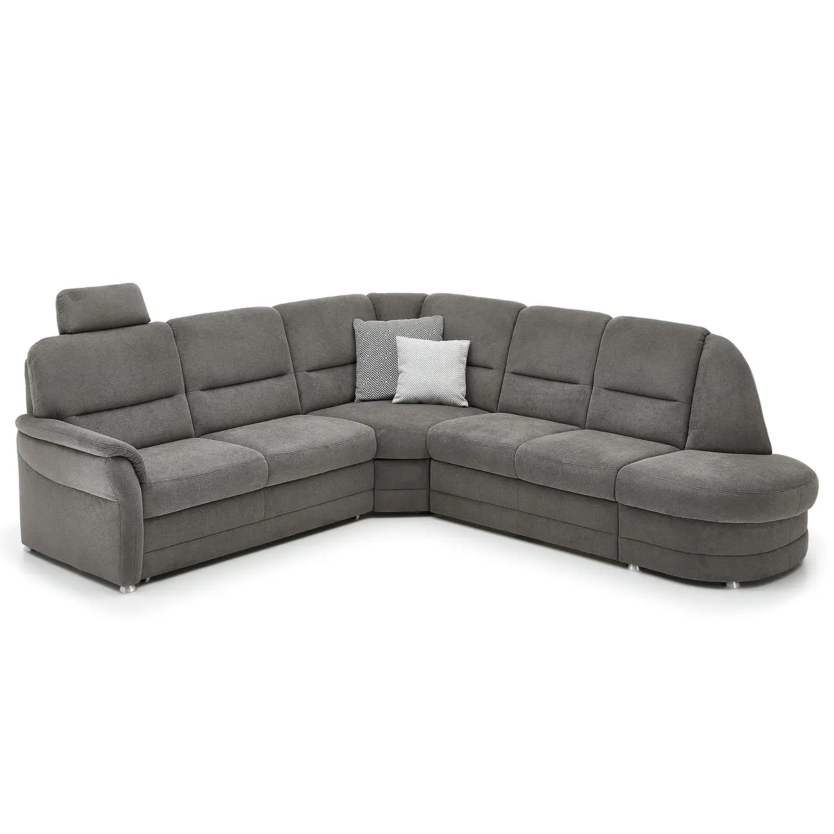 Fredriks Ecksofa mit Ottomane Grau Webstoff Porcia | Grau