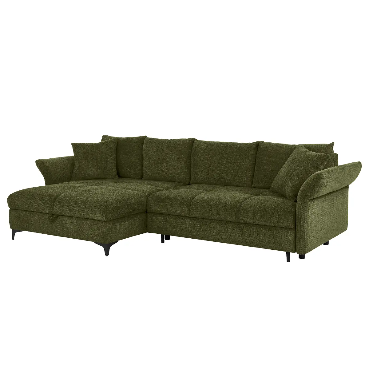 loftscape Ecksofa mit Schlaffunktion Grün Chenille Relana | Grün