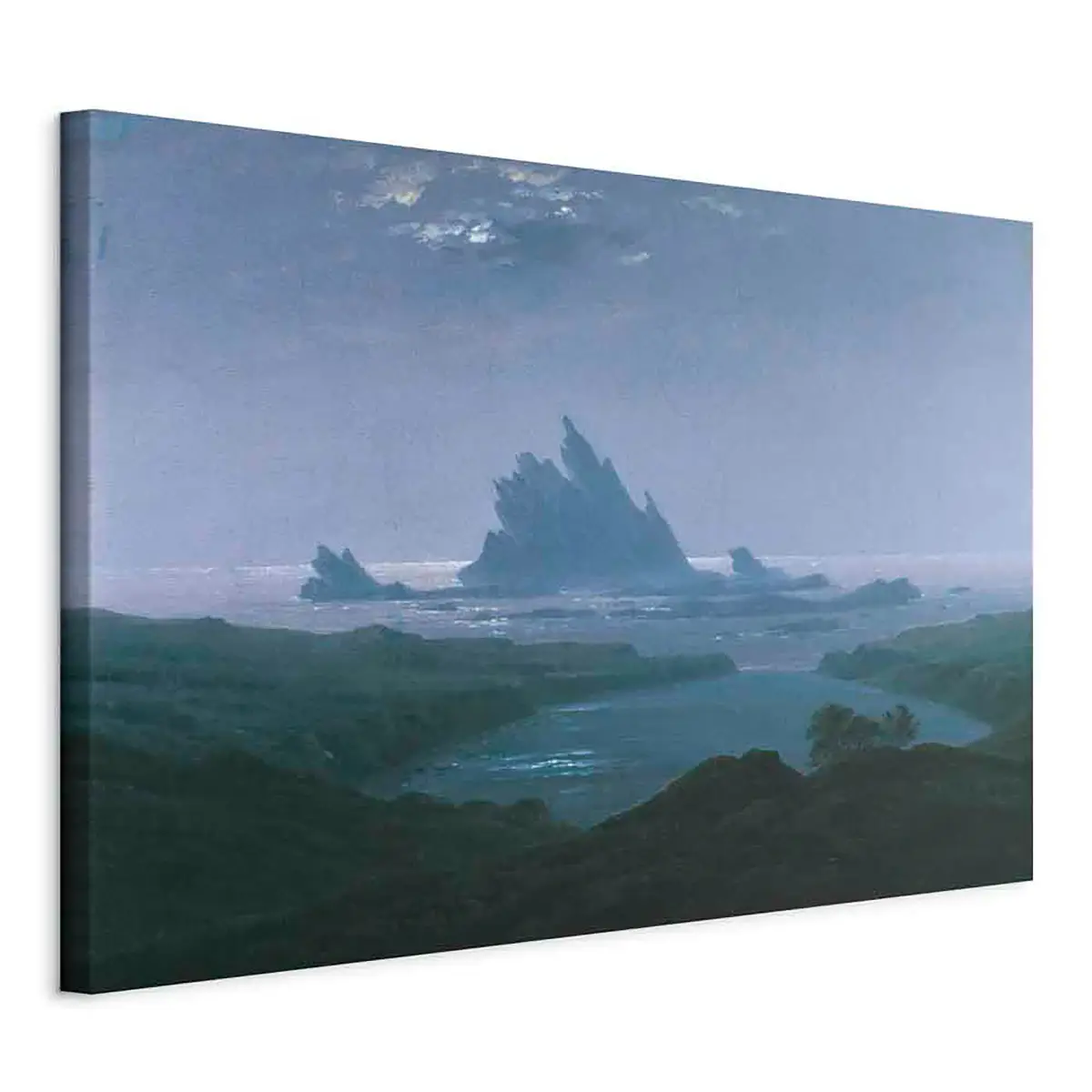 Leinwandbild Cliff reef on the beach Filz Blau/Blau 120 x 80cm | Blau