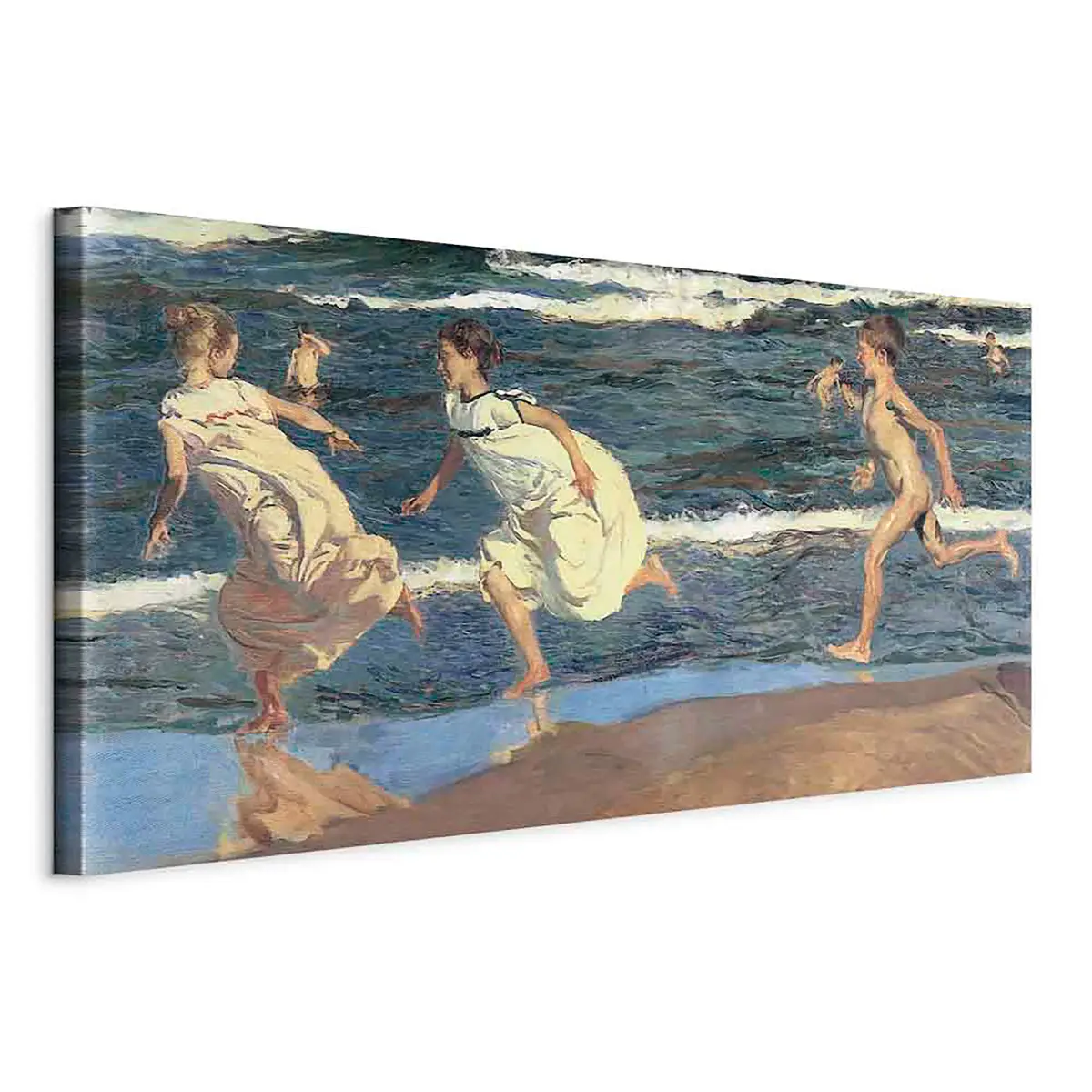 Leinwandbild Running along the Beach Filz Grau/Grau 60 x 30cm | Grau