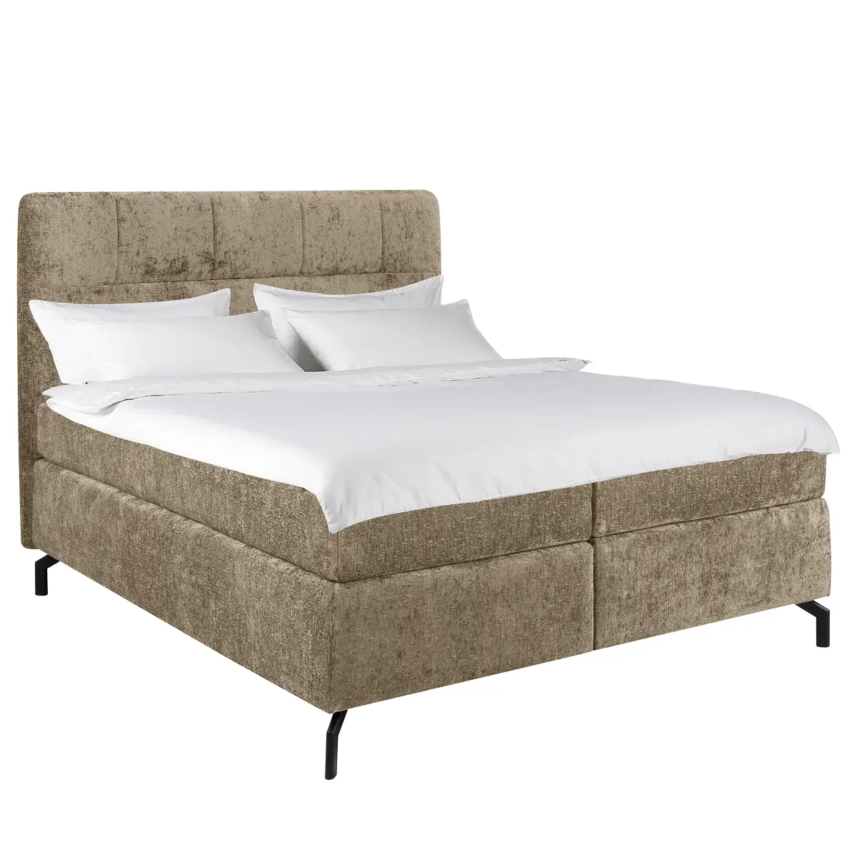 Loftscape Boxspringbett Plumas 160 x 200cm Chenille Ova Beige H3